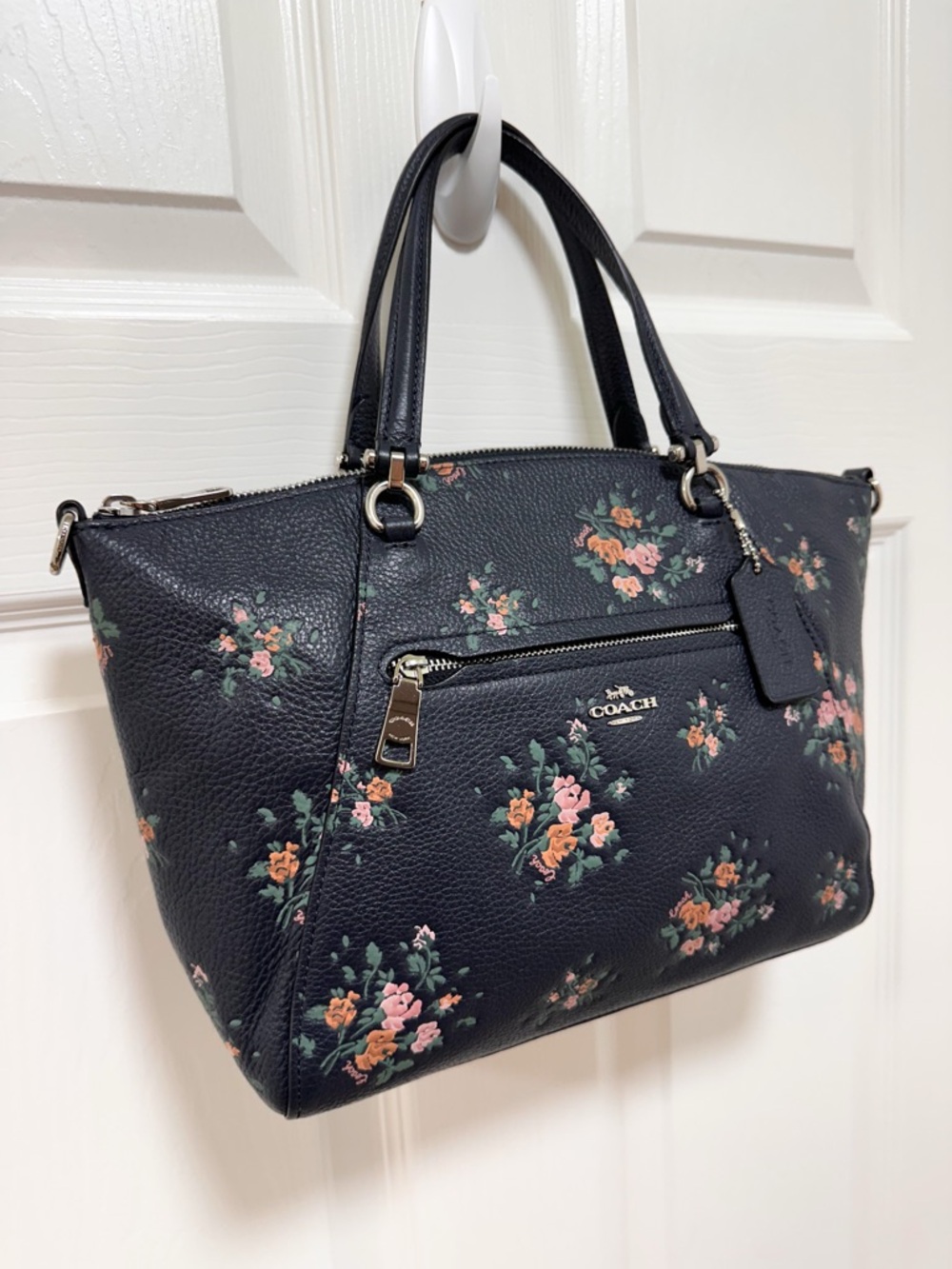 Coach Prairie Satchel Crossbody Rose Bouquet Midnight Floral Leather - Picture 3 of 14